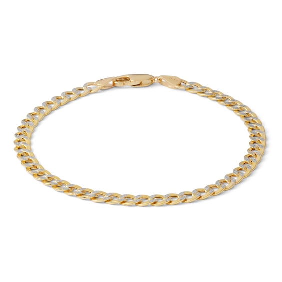 10K Semi-Solid Gold Diamond-Cut Curb Chain Bracelet Made in Italy - 7.5"