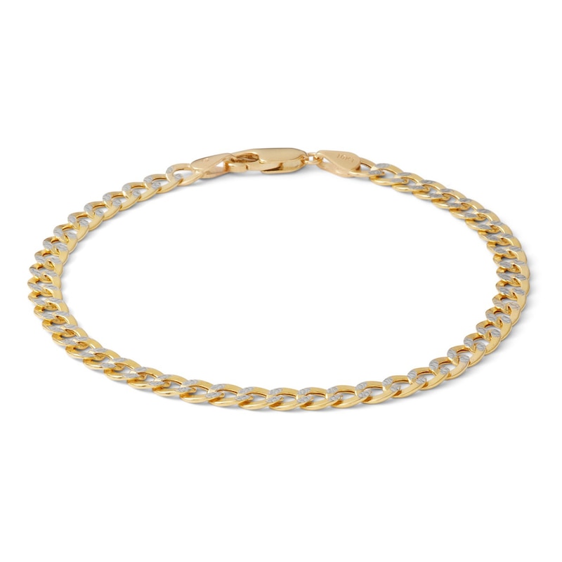 10K Semi-Solid Gold Diamond-Cut Curb Chain Bracelet - 7.5"