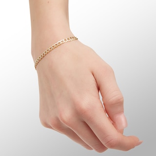10K Semi-Solid Gold Diamond-Cut Curb Chain Bracelet - 7.5"
