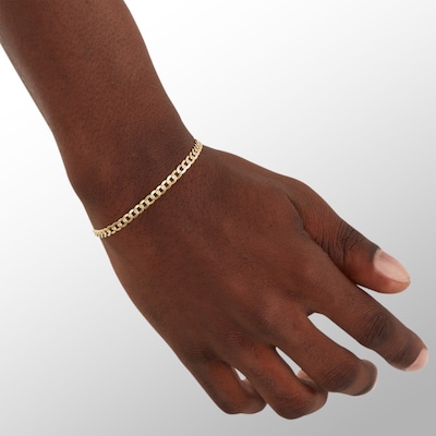 10K Semi-Solid Gold Diamond-Cut Curb Chain Bracelet - 7.5"