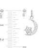 Child's Cubic Zirconia Crescent Moon and Star Charm in Sterling Silver