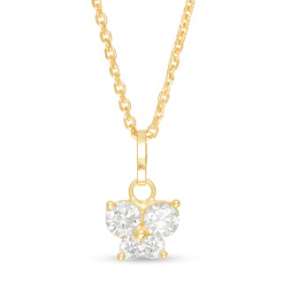 Child's Cubic Zirconia Butterfly Pendant in 10K Gold - 15"