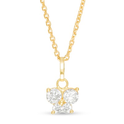 Child's Cubic Zirconia Butterfly Pendant in 10K Gold - 15"