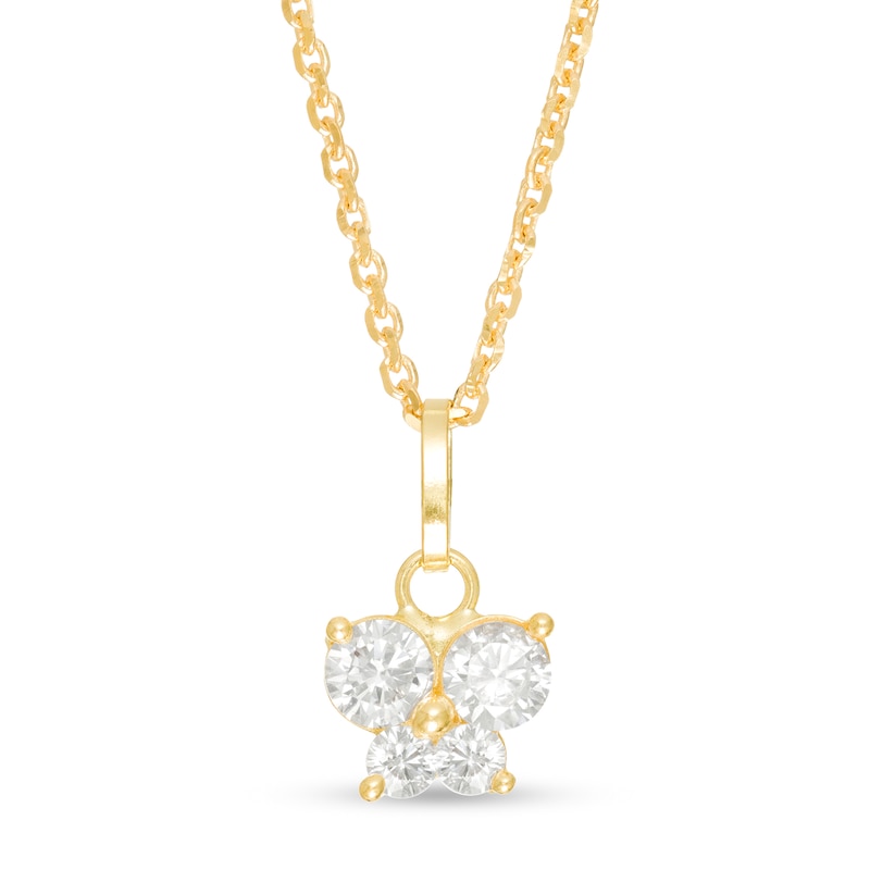 Child's Cubic Zirconia Butterfly Pendant in 10K Gold - 15"