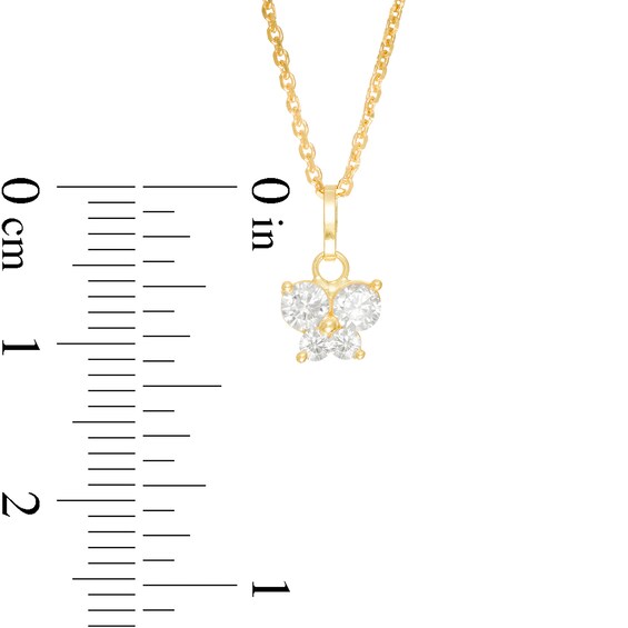 Child's Cubic Zirconia Butterfly Pendant in 10K Gold - 15"