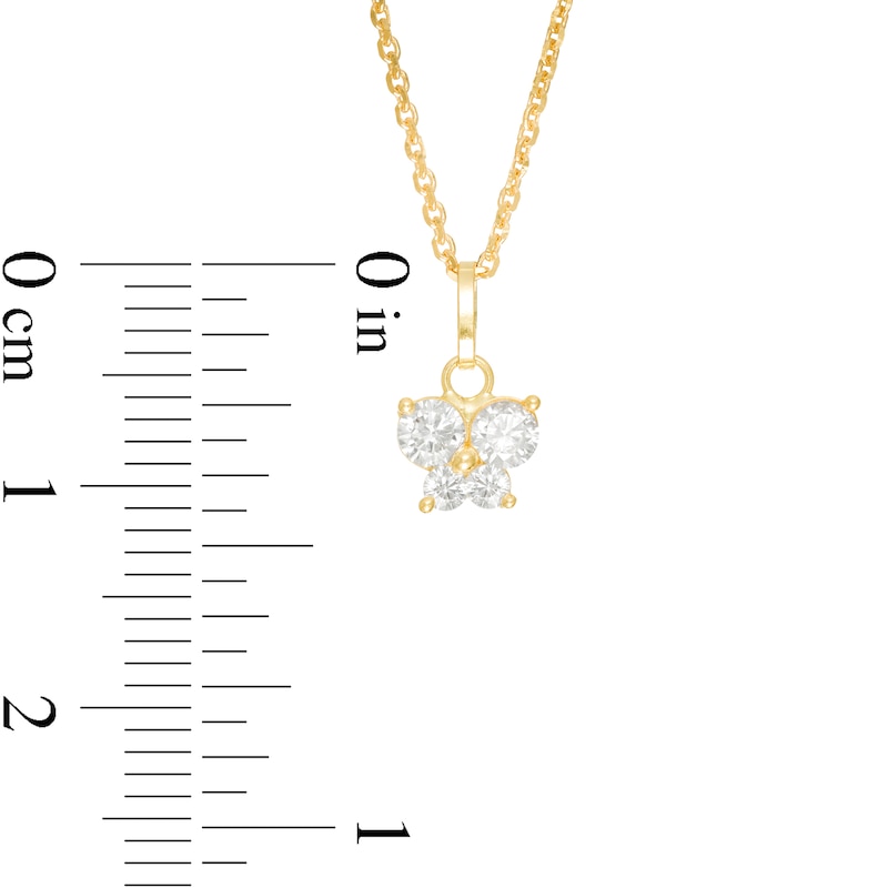 Child's Cubic Zirconia Butterfly Pendant in 10K Gold - 15"