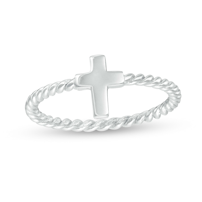 Child's Cross Rope Ring in Sterling Silver - Size 4