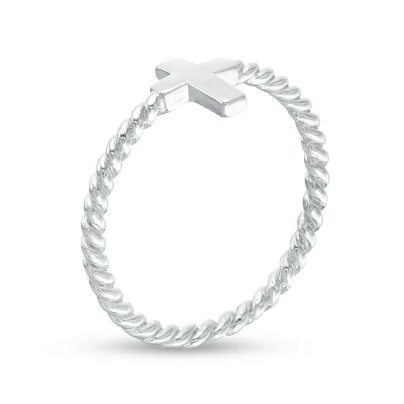 Child's Cross Rope Ring in Sterling Silver - Size 4