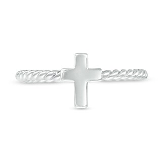 Child's Cross Rope Ring in Sterling Silver - Size 4