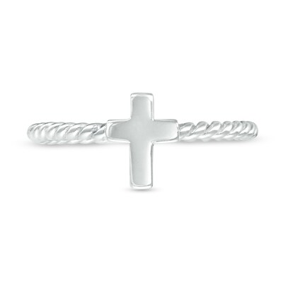 Child's Cross Rope Ring in Sterling Silver - Size 4