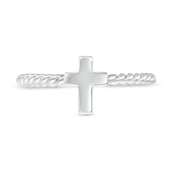 Child's Cross Rope Ring in Sterling Silver - Size 4