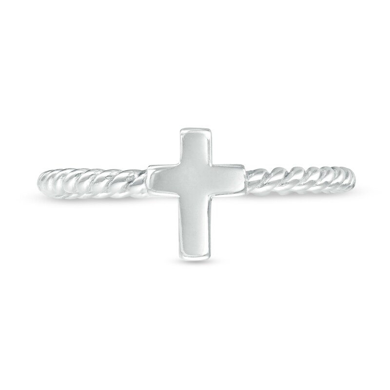 Child's Cross Rope Ring in Sterling Silver - Size 4