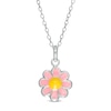 Thumbnail Image 1 of Child's Pink and Yellow Enamel Flower Pendant in Sterling Silver - 15"