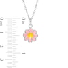 Thumbnail Image 3 of Child's Pink and Yellow Enamel Flower Pendant in Sterling Silver - 15"