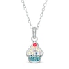Thumbnail Image 1 of Child's Iridescent Cubic Zirconia Blue Enamel Cupcake Pendant in Sterling Silver - 15"