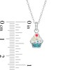 Thumbnail Image 3 of Child's Iridescent Cubic Zirconia Blue Enamel Cupcake Pendant in Sterling Silver - 15"