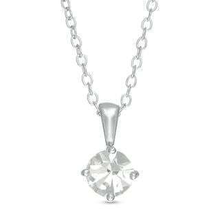 Child's Crystal Solitaire Pendant in Sterling Silver - 15"