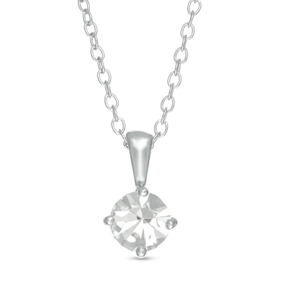 Child's Crystal Solitaire Pendant in Sterling Silver - 15"