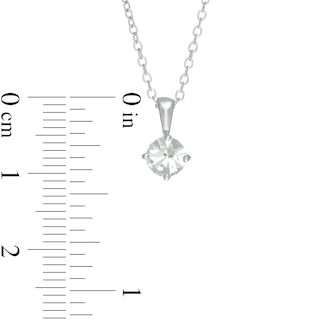 Child's Crystal Solitaire Pendant in Sterling Silver - 15"
