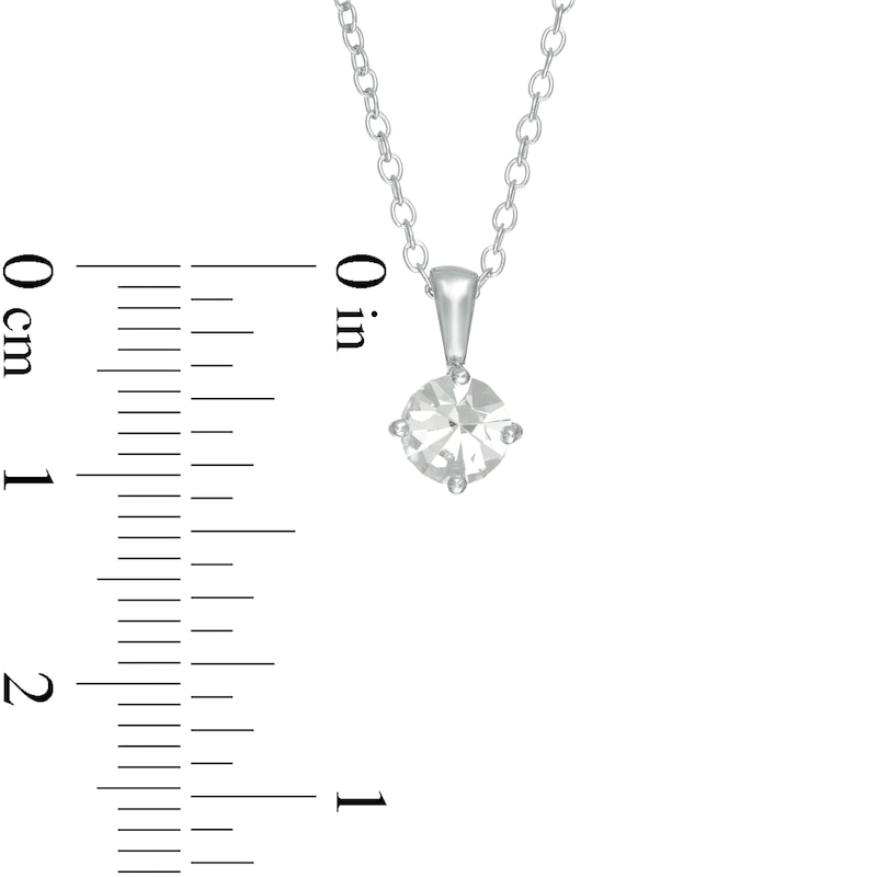 Main Image 3 of Child's Crystal Solitaire Pendant in Sterling Silver - 15"