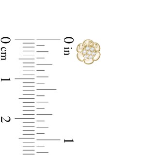 Child's Cubic Zirconia Petal Frame Flower Stud Earrings in 10K Gold