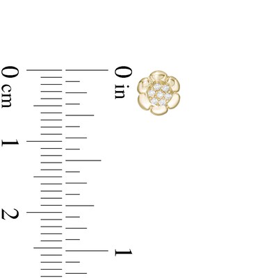 Child's Cubic Zirconia Petal Frame Flower Stud Earrings in 10K Gold