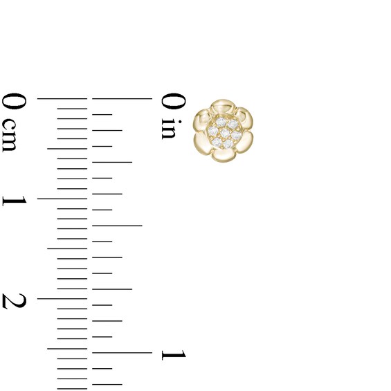 Child's Cubic Zirconia Petal Frame Flower Stud Earrings in 10K Gold