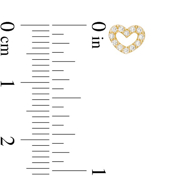 Child's Cubic Zirconia Heart and Arrow Mismatch Stud Earrings in 10K Gold