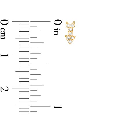 Child's Cubic Zirconia Heart and Arrow Mismatch Stud Earrings in 10K Gold