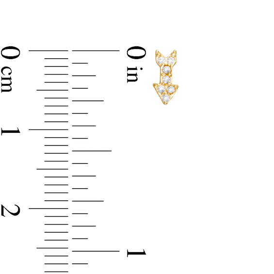 Child's Cubic Zirconia Heart and Arrow Mismatch Stud Earrings in 10K Gold