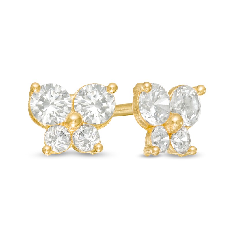 Child's Cubic Zirconia Butterfly Stud Earrings in 10K Gold