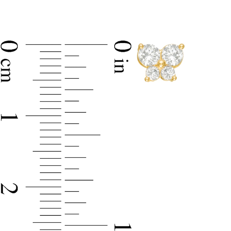 Main Image 2 of Child's Cubic Zirconia Butterfly Stud Earrings in 10K Gold