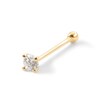 Thumbnail Image 2 of 018 Gauge Diamond Accent Solitaire Straight Nose Bone Barbell in 14K Gold - 1/4"