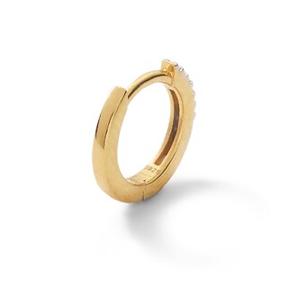 Single 016 Gauge Diamond Accent Cartilage Hoop Earring in 14K Gold - 3/8"