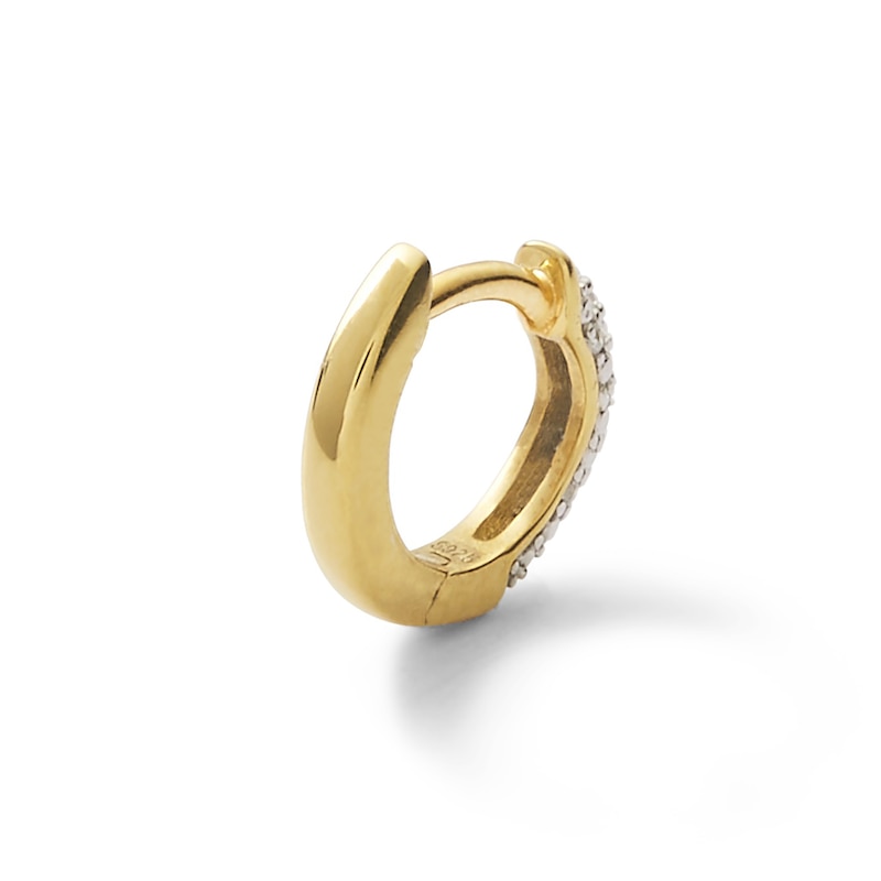 Single 016 Gauge Diamond Accent Dome Cartilage Hoop Earring in 14K Gold - 3/8"