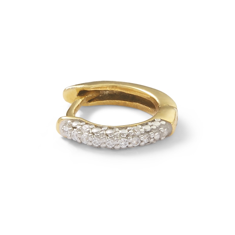 Single 016 Gauge Diamond Accent Dome Cartilage Hoop Earring in 14K Gold - 3/8"