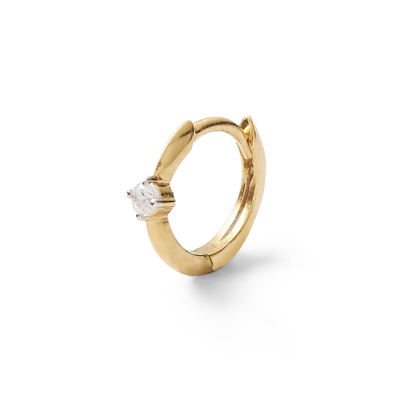 Main Image 2 of Single 016 Gauge 1/20 CT. T.W. Diamond Solitaire Cartilage Hoop Earring in 14K Gold - 3/8"
