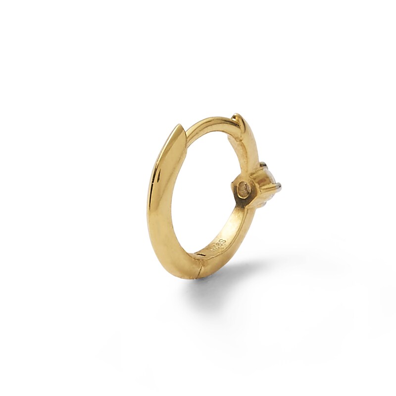 Main Image 3 of Single 016 Gauge 1/20 CT. T.W. Diamond Solitaire Cartilage Hoop Earring in 14K Gold - 3/8"