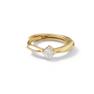 Single 016 Gauge 1/20 CT. T.W. Diamond Solitaire Cartilage Hoop Earring in 14K Gold - 3/8"