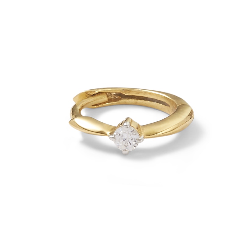 Main Image 4 of Single 016 Gauge 1/20 CT. T.W. Diamond Solitaire Cartilage Hoop Earring in 14K Gold - 3/8"