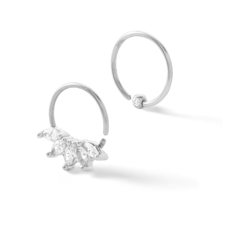 Solid Stainless Steel CZ and Crystal Hoop Set - 18G