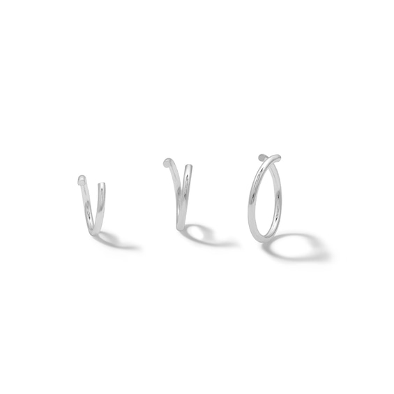 Semi-Solid Sterling Silver Hoop Nose Ring Set - 18G 3/8"