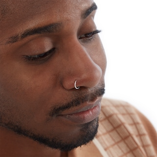 Semi-Solid Sterling Silver Hoop Nose Ring Set - 18G 3/8"