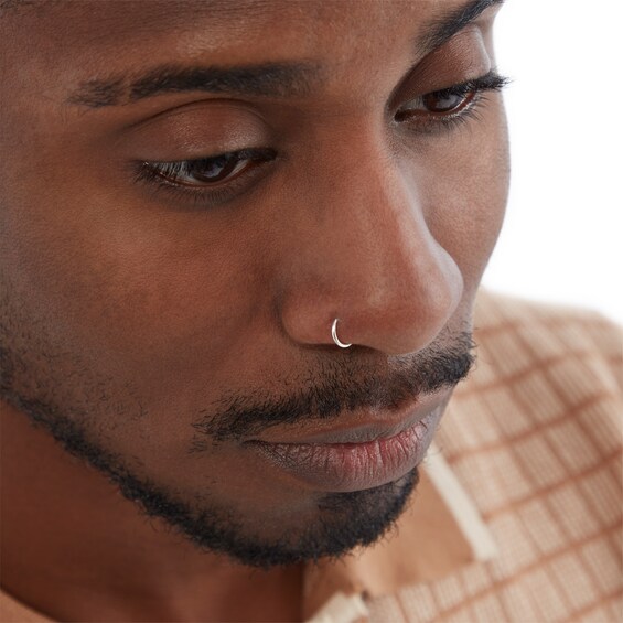 Semi-Solid Sterling Silver Hoop Nose Ring Set - 18G 3/8"