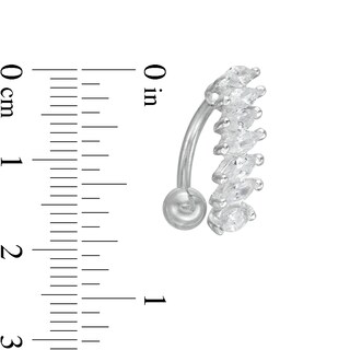 Stainless Steel CZ Marquise Top-Down Belly Button Ring - 14G