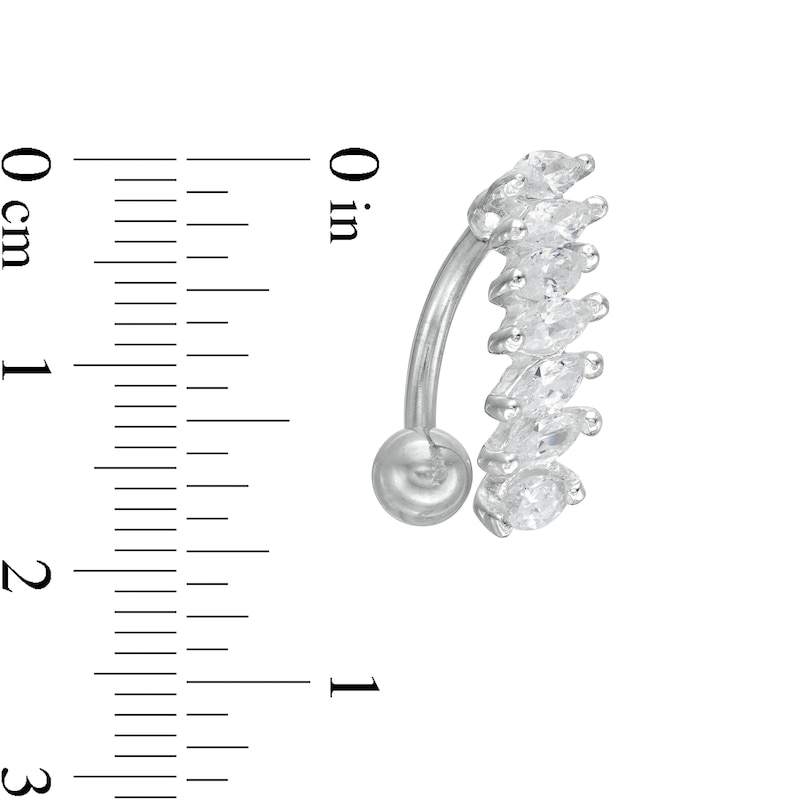 Main Image 2 of Stainless Steel CZ Marquise Top-Down Belly Button Ring - 14G