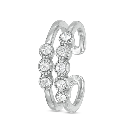 Semi-Solid Sterling Silver Crystal Bead Frame Open Shank Midi/Toe Ring