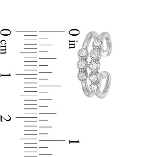 Semi-Solid Sterling Silver Crystal Bead Frame Open Shank Midi/Toe Ring