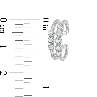 Semi-Solid Sterling Silver Crystal Bead Frame Open Shank Midi/Toe Ring