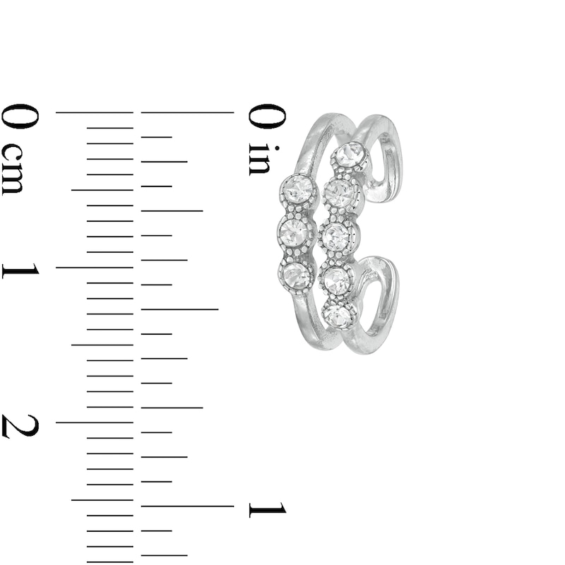Main Image 2 of Semi-Solid Sterling Silver Crystal Bead Frame Open Shank Midi/Toe Ring